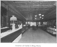 Interior of Carlin's Drug Store.