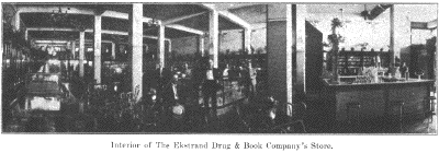 Interior of The Ekstrand Drug & Book Company's Store.